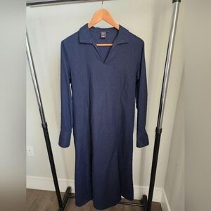 UNIQLO Long-Sleeve Long Shirt Dress (Hana Tajima collection) in Blue Size M